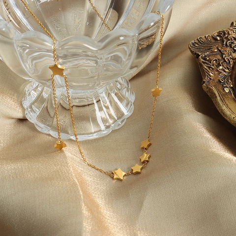 Collana Con Ciondolo A Stella Acciaio Al Titanio Minimalista Stile Francese Elegante Placcato Oro Moda Gioielli Quotidiani Per Donne