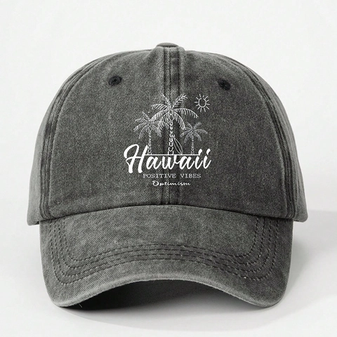 Gorra De Béisbol De Algodón Lavado Estampado De Palmeras De Hawái Sombrero De Sol Vintage Para Viajes A La Playa