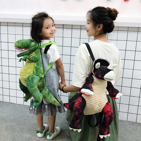 Dinosaur Plush Backpack Stereo Cartoon Animal Shape Lightweight Soft Toy Bag For Toddler Kids School Travel Cute