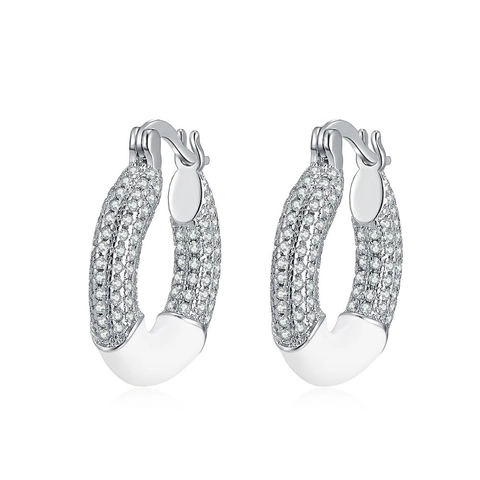 Exquisite Kupfer Donut Creolen Mit Zirkonia Eingelgt 925 Sterlingsilber Ohrstecker-Stift Tropfkleber Modeschmuck Für Damen