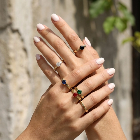 Verstellbarer Offener Ring Geometrisches Wellenband Kupfer 18K Vergoldet Rund Zirkon Minimalistischer Vintage Schmuck Für Damen
