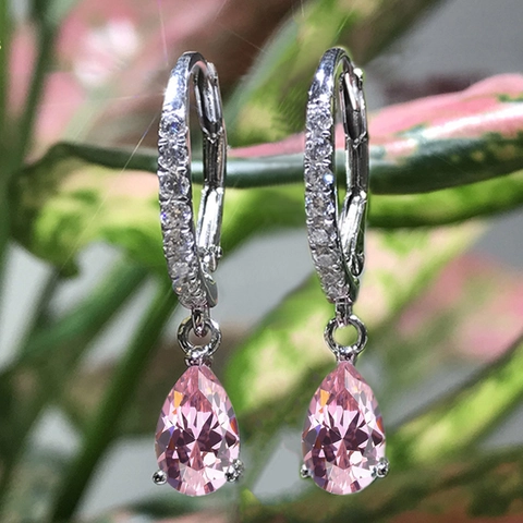 Eleganti Orecchini A Goccia Zirconia Taglio Pera Rame Placcato Oro Bianco Per Donne Matrimonio Festa Gioielli