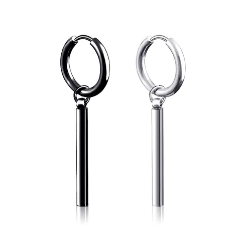 Unisex Titanstahl Lange Stab Ohrringe Punk Minimalistische Metallstange Dangle Hoop Ohrring Clip Ohne Loch Schmuck