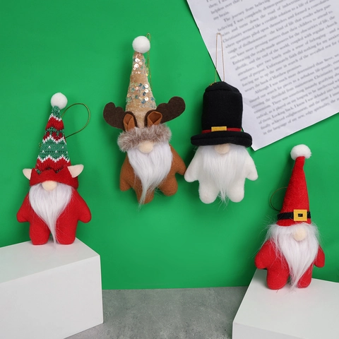 Ornamenti Appesi Gnomi Di Natale Bambola Senza Volto In Maglia Con Paillettes Peluche Tomte Elfo Per Decorazione Albero