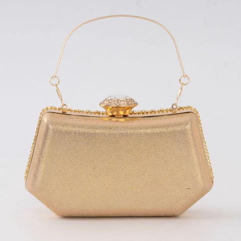 Luxury Gold Sunflower Rhinestone Evening Clutch Bag For Women Banquet Party Hard Shell Metal Frame Handbag