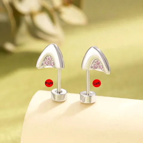 Cat Ear Cartilage Stud Earrings Stainless Steel Screw Flat Back Tiny Cubic Zirconia Piercing Jewelry For Women Girls