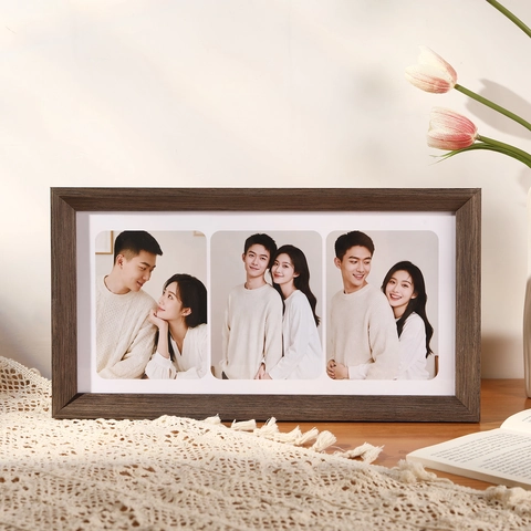 Multi Opening Photo Frame Solid Wood Minimalist Desktop Picture Holder For Home Office Decor Natural Retro Style