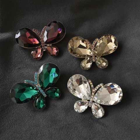 Spilla A Farfalla In Cristallo Vintage Pin In Lega Con Strass Elegante Decorazione Per Cappotto Accessorio Per Donne