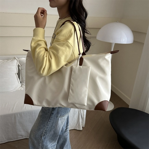 Große Kapazität Tragetasche Mit Kleiner Tasche Wasserdichtes Nylon Urban Schlichter Stil Lässige Tägliche Umhängetasche Damen