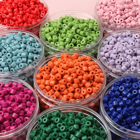 Perles Cylindriques en Acrylique de Couleur Unie pour la Fabrication de Bijoux DIY Bracelet Collier Accessoires d'Artisanat