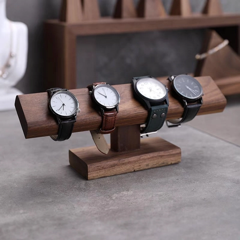 Watch Bracelet Display Stand Solid Wood T-Bar Jewelry Holder Rack Storage Organizer Minimalist Desktop For Shop Home