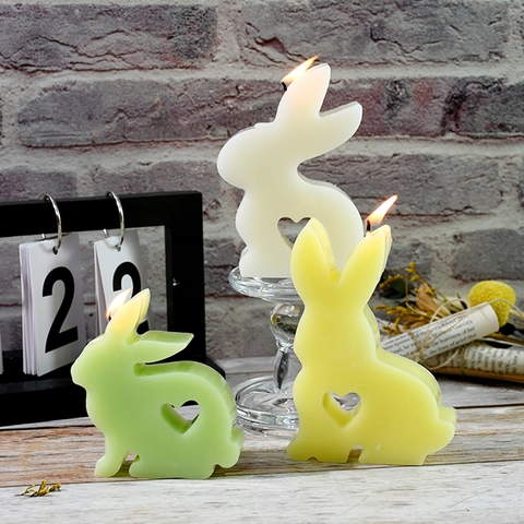 Rabbit Silicone Mold Hollow Heart Shape DIY Candle Making Gypsum Resin Easter Ornament Handmade Craft Decor