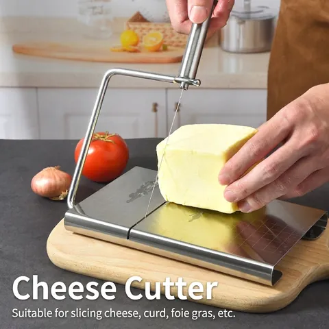 Cheese Slicer 304 Stainless Steel With Scale Manual Butter Ham Wire Cutter Tool For Home Kitchen Spare Wires