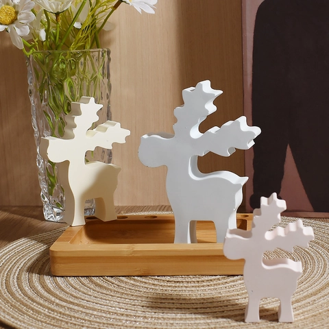 3D Rentier Silikonform Weihnachten Elch Kerze Harz Handwerk DIY Handgemachte Seife Gips Dekor Nordischer Stil