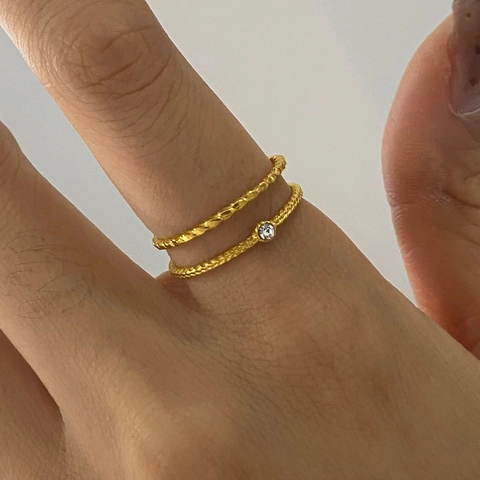 Edelstahl Muschel Seestern Stapelringe Vergoldet Zirkon Ozean Schmuck Accessoire Für Frauen