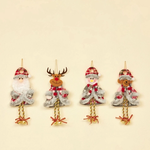 Ornamenti Appesi Di Natale Bambole Di Peluche Babbo Natale Renna Pupazzo Di Neve Orso Con Campanelli In Metallo Arredo Festivo