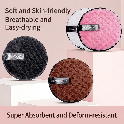Microfiber Facial Cleansing Puff Reusable Makeup Remover Sponge Round Soft Absorbent Washable Skin Care Pineapple Grid
