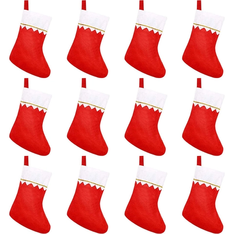 Calze Di Natale Feltro Sacchetti Regalo Da Appendere Per Camino Decorazione Albero Natale Bordo Dorato Festa Novità