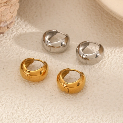 Waterdruppel Hoop Oorbellen Roestvrij Staal 18K Verguld Gepolijst Geometrisch Huggie Voor Vrouwen Minimalisme Sieraden