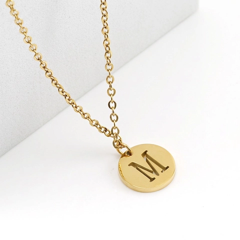 Initialen Ketting Roestvrij Staal Ronde Hanger Holle Letter Minimalistisch Mode Sieraden Verguld Voor Dames