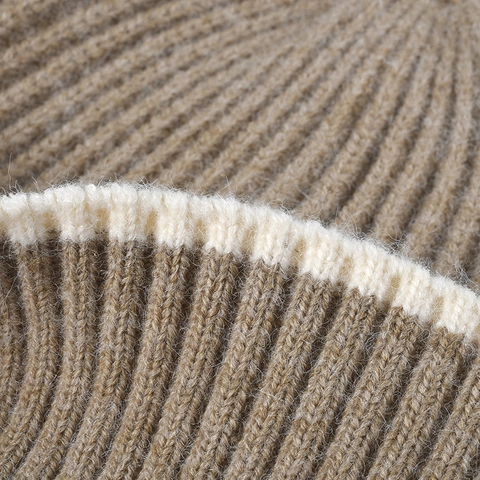 Gorro De Invierno Beanie De Punto Acanalado Suave Cálido Bloque De Color Rayas Contrastantes Dobladillo Para Mujeres Hombres