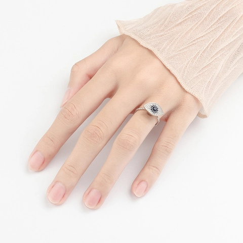 Anillo Giratorio de Plata de Ley 925 Ojo Turco para Mujer Alivio de la Ansiedad Ajustable Diamante de Imitación Joyería de Moda Anillo de Dedo