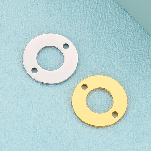 Pendenti In Acciaio Inossidabile Tondi Cavi Connettori Geometrici Con Uno O Due Fori Per Creazione Di Gioielli DIY