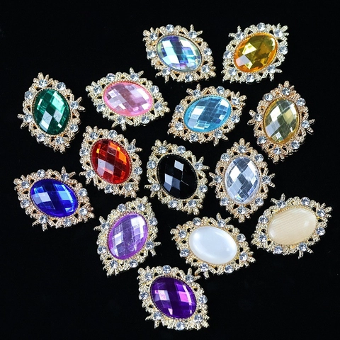 Fibbia Decorativa In Lega Strass Pietra Preziosa Artificiale Ovale Accessorio DIY Per Vestiti Borse Scarpe Decorazione
