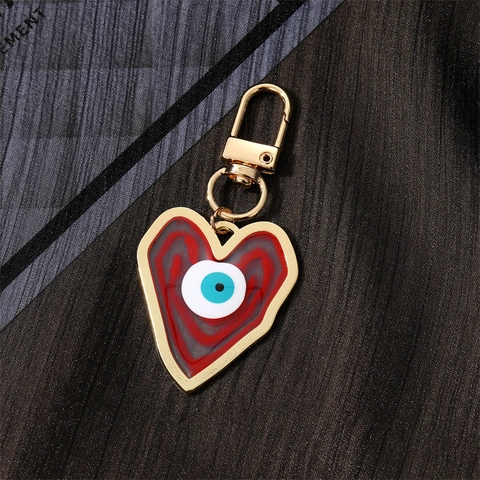 Creative Heart Shaped Evil Eye Keychain Alloy Resin Nazar Amulet Keyring Colorful Heart Pendant For Bag Decoration Jewelry Gift