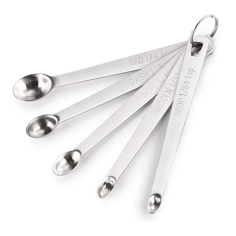 Edelstahl Mini Messlöffel Set Gravierte Kleine Gewürzlöffel Mit Ringhalter Für Küche Backen Präzisionswerkzeuge