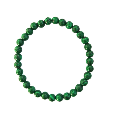 Green Malachite Beaded Bracelet Striped Round Natural Stone Style Beads Elastic Hand String Unisex Fashion Jewelry Accessory