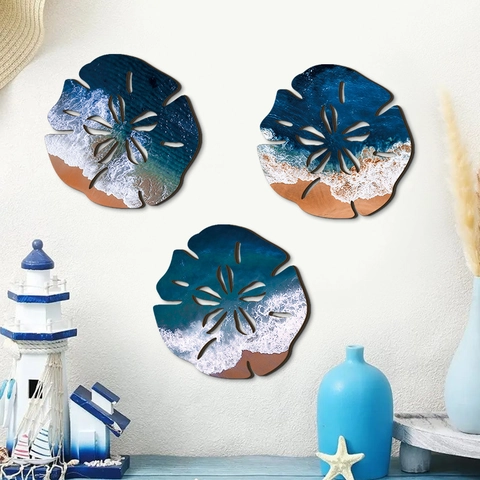 Ozean Sand Dollar Holz Wanddeko Mediterraner Strand Küsten Thema Hängende Kunst Für Wohnzimmer Badezimmer