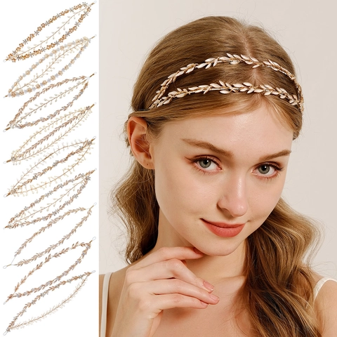 Fascia Per Capelli Sposa Vite Lega Strass Perla Artificial Floreale Foglia Matrimonio Festa Copricapo Per Donne Elegante