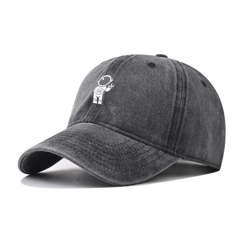 Cappellino Da Baseball In Cotone Lavato Vintage Ricamo Astronauta Regolabile Retro Cappello Da Sole Unisex