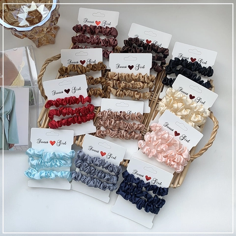 Satin Scrunchies Satin Texture Hair Ties Elastic Hair Bands Solid Color Soft Ponytail Holders For Women Girls Accessories