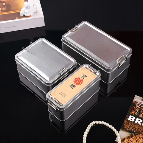 Rectangular Tinplate Box Metal Candy Case With Buckle Lock Wedding Favor Gift Packaging Desktop Storage Organizer