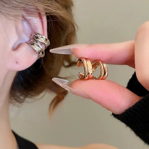Pendientes De Ear Cuff Redondos Geométricos Metálicos Minimalistas Sin Perforación Clip De Aleación En Forma De C Joyería Para Mujeres