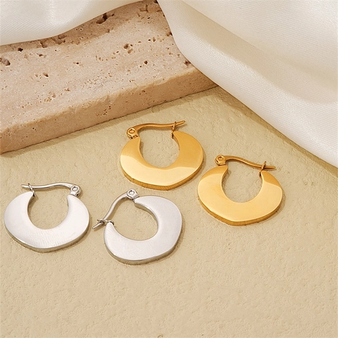 Stainless Steel Creolen 18K Vergoldet Hohl Tropfenform Minimalistisch Geometrischer Schmuck Für Damen