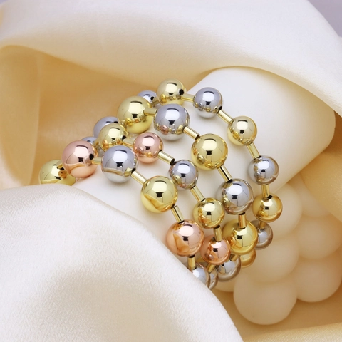 Bracciale A Catena Con Perle In Rame Placcato Oro 18K Multicolore Perle Tonde Lisce Lucide Regolabile Moda Minimalista Donna