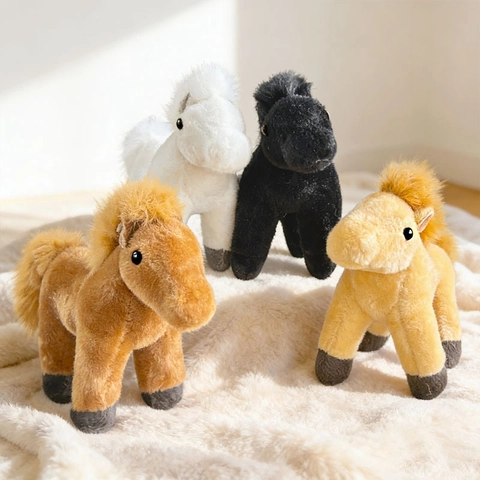 Süßer Plüsch Pferd Schlüsselanhänger Simulation Pony Tasche Anhänger Weiche Kuscheltier Puppe Mit Metall Hummerverschluss