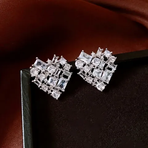 Eleganti Orecchini Lobo Cuore Rame Con Zircone Scintillante E Perno In Argento Sterling 925 Stile Lusso Donna