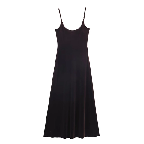 Velvet Maxi Dress For Women Spaghetti Strap Sleeveless Elegant Luxury Solid Color Coffee Long Vacation Party Dress