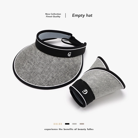 Women Sun Visor Hat Foldable UV Protection UPF 50 Plus Breathable G Letter Straw Knit Empty Top Cap For Outdoor Sports