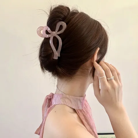 Elegante Schleife Haarklammer Große Harz Haargreifer Vintage Einfache Haarstyling Accessoires Für Frauen