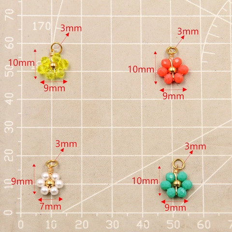 Flower Beaded Charms Glass Beads Stainless Steel Floral Pendants For DIY Jewelry Making Earrings Necklace Accessories
