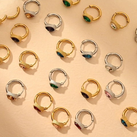 Nischen Edelstahl Herz Tropfen Strass Ohrringe Mode Luxus Schmuck Strass Eingelegt Hoop Ohrringe Für Damen