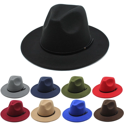 Cappello Fedora Classico Tesa Larga Feltro Di Lana Retro Jazz Cap Con Fascia In Ecopelle Elegante Accessorio Moda Unisex