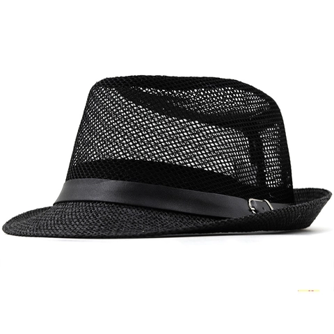 Cappello Fedora In Paglia Estivo Berretto Da Sole Panama In Rete Traspirante Stile Jazz Vintage Per Uomo Donna