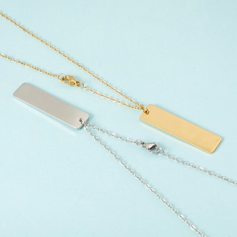 Collar Con Colgante De Barra Vertical Minimalista Acero Inoxidable 304 Pulido Espejo Joyería Geométrica Unisex