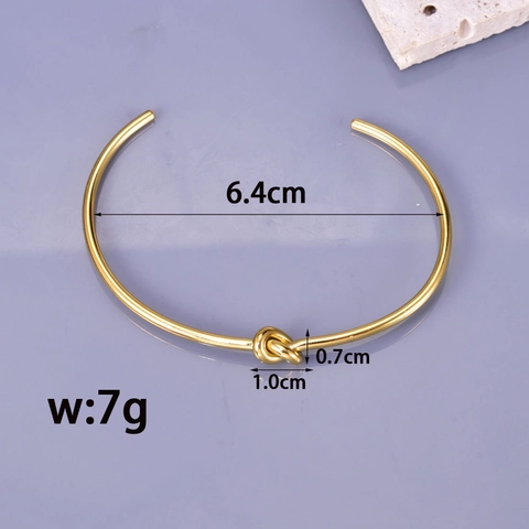 Brazalete Abierto Con Nudo Minimalista Acero Inoxidable Chapado En Oro De 18K Joyas Pulidas Para Mujer